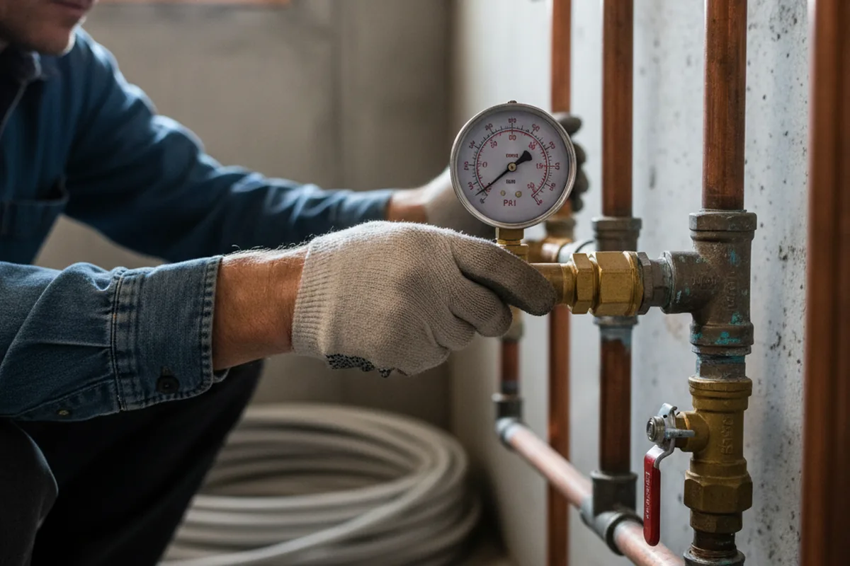 Pressure testing a repaired line during Water Line Repair in Penitas